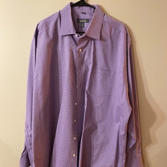 Men's Dress Shirt, Purple with white check boxes, Kenneth Cole Reaction - Picture 1 of 5